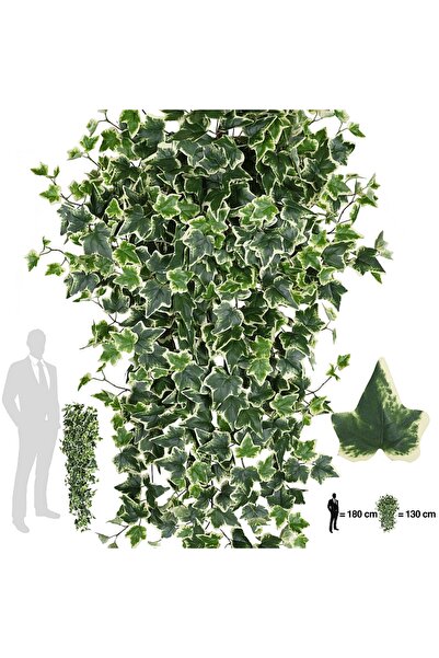 Roberto Rossi Iedera artificiala H130cm cu 570 frunze verde cu alb