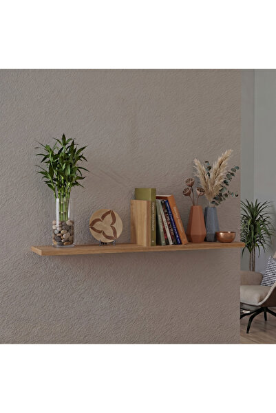 Nova | 18mm Safir Meşe Dekoratif Duvar Rafı ve Kitaplık | Gizli Tutuculu Entegre Kitap Bölmeli Modern Raf