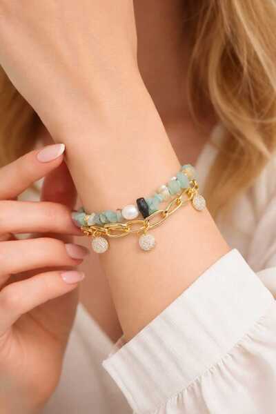 Feyz Tasarım Feyz Natural Stone & Pearl Chram Bracelet