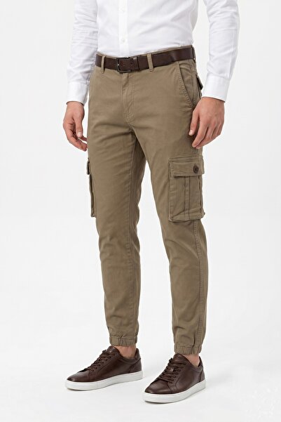 BAGLAN Men's Canvas Cargo Pants with Elastic Cuffs and Pockets Bgl-St05471