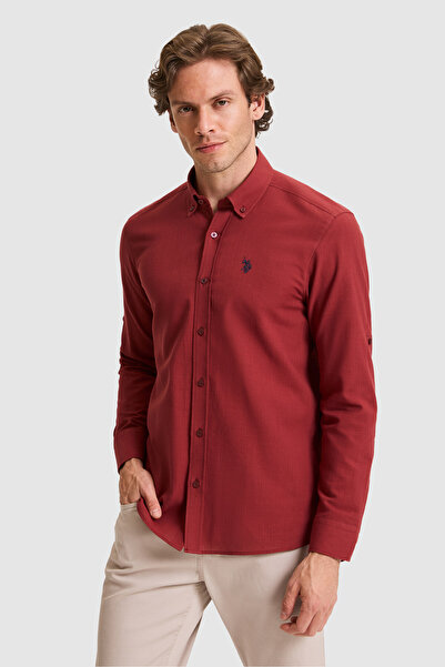 U.S. Polo Assn. Erkek Vişne Uzun Kollu Basic Gömlek 50324660-VR223