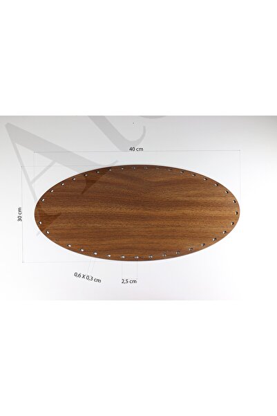 Db Atölye Ellipse Rattan Weave Plate 20X40 cm Walnut Color - Rattan Basket Ba...