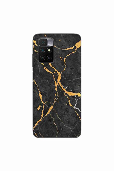 OEM Case compatible with Xiaomi Redmi 10 Silicone Gel Tpu Model Noir Gold Marble