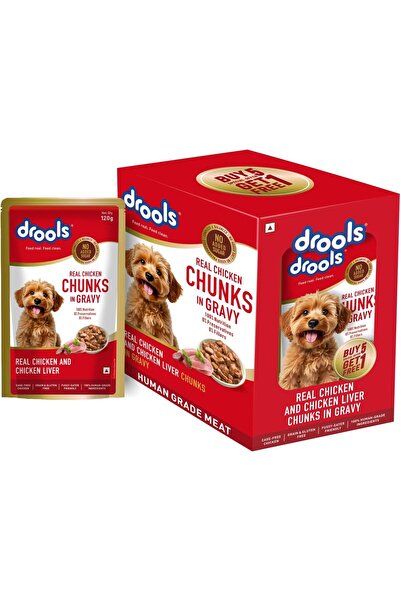 Drools Dog Wet Gravy Chicken & Liver Chunks 6 x 120g (720g)