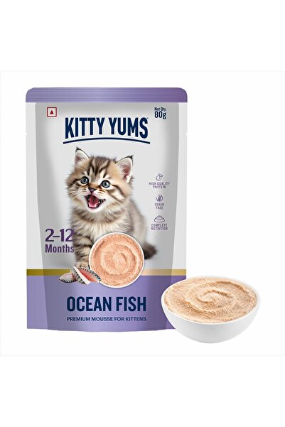 Kitty Yums Ocean Fish Mousse Kitten (80gm x 24) | Rich in Protein, Promotes H...