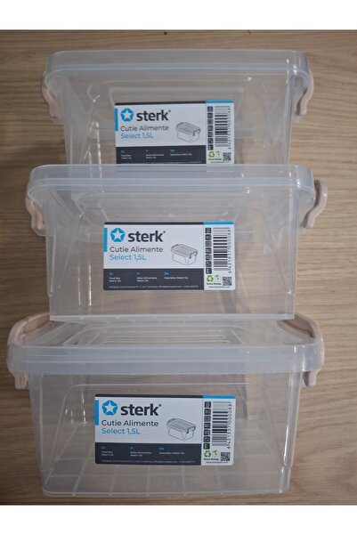 sterk 3 bucati Cutie 1.5L pentru alimente din plastic cu capac cu manere
