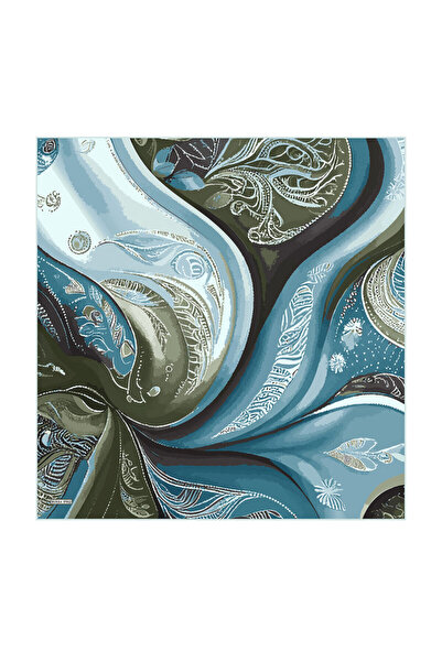 Bursa İpek Green Devran Pattern Twill Silk Scarf