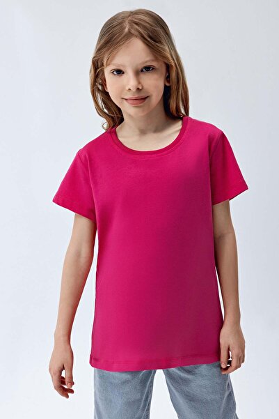 Brix Tricou cu mânecă scurtă pentru fete, 100% bumbac, culoare fucsia 7701
