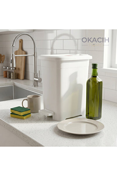 okacih Plastik Pedallı Çöp Kovası 8 Lt - Tezgâh Altı ve Banyo İçin İç Kovalı Çöp Kutusu