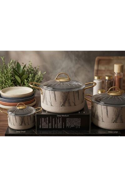 Sara Mutfak Eşyaları Granite Patterned Cookware Set Piece