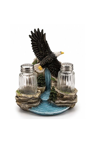 Generic Brand Salt and Pepper Shaker Set with Eagle Figure, Polyester Decorat...