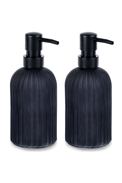 Vilde Dozator de săpun din sticlă neagră 400 ml 2 buc.