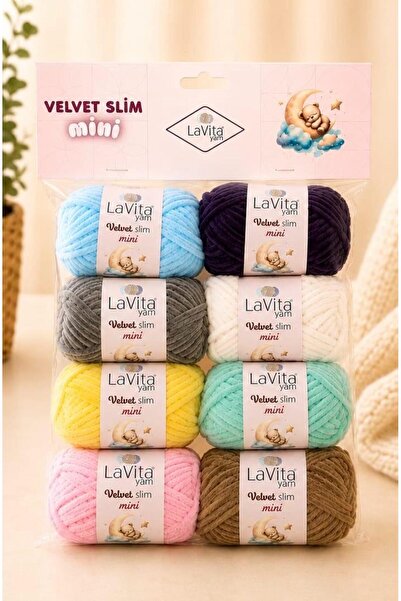 LaVita Yarn LaVita Velvet Slim Mini Kadife El Örgü İpi %100 Polyester 8 ADET ...