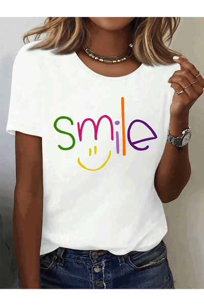 121 Loose-Fitting Round-Neck Short-Sleeved Home Blouse, Casual Sports Style w...