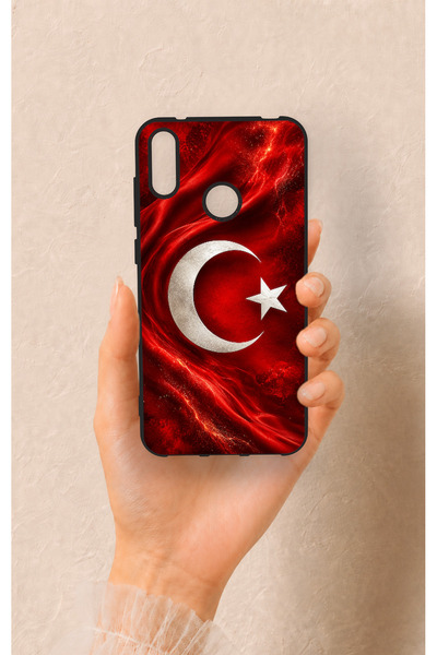Vip Case Huawei Y7 2019 Uyumlu Türk Bayrağı Desenli Silikon Kılıf