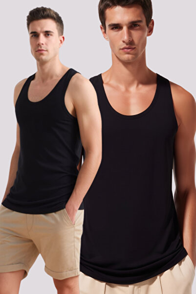 Loule Men's 95% Bamboo 2-Piece Casual Standard Size Undershirt - Flexible Fit...