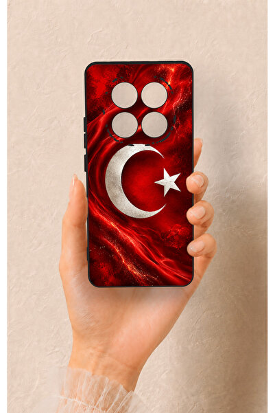 Vip Case Redmi Note 14 Pro 5G Uyumlu Türk Bayrağı Desenli Silikon Kılıf