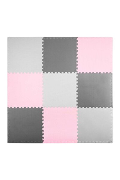 Ricokids Saltea puzzle din spumă 180x180cm 9 piese gri roz
