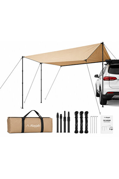 Alayjah Car Side Camping Awning 440 x 200 cm, Waterproof UV50+ Shelter, Porta...