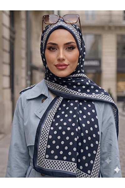 Nazellaa Polka Dot Bamboo Shawl - Navy Blue White