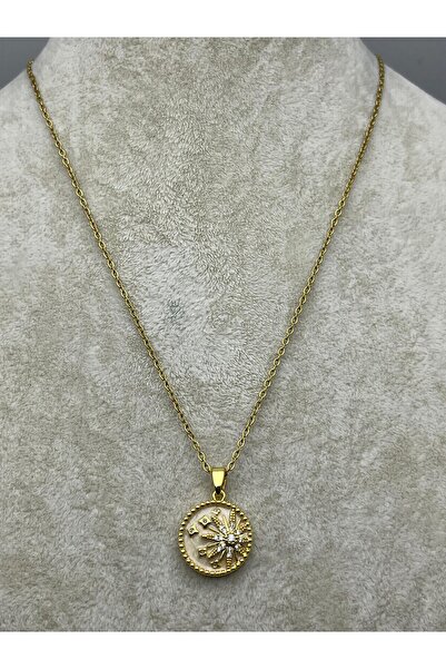 BİJU YILMAZ 26Kly104 - Steel Sun Medallion Necklace