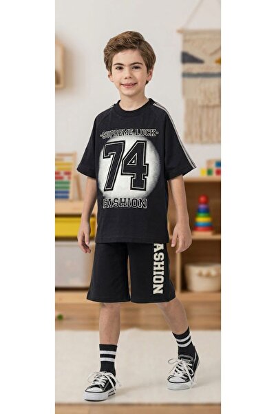 Yağmur Giyim Adress 74 Boys' Short Sleeve Set with Pocket Shorts 9-12 Years 4338
