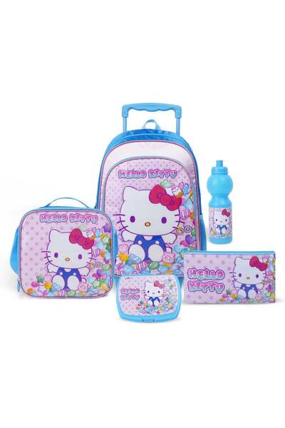 SANRIO مجموعة هيلو كيتي كينتن كاندي 5 في 1: حقيبة ترولي 16 بوصة، حقيبة غداء، ...