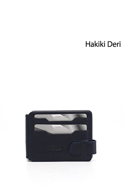 GÖNDERİ(R) Navy Blue Genuine Leather Unisex Card Holder
