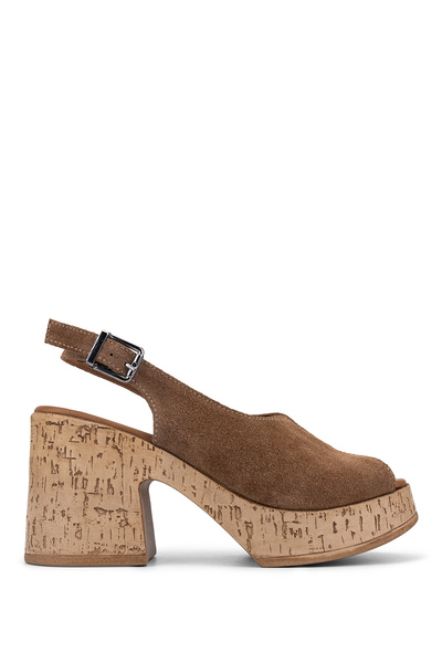 Tamer Tanca Women's Genuine Leather Brown Heeled Sandals