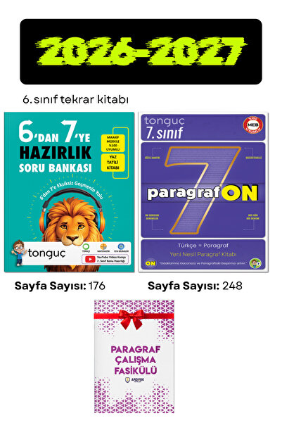 Tonguç Yayınları Tonguç 6'dan 7'ye Hazırlık Kitabı + 7. Sınıf Paragrafon
