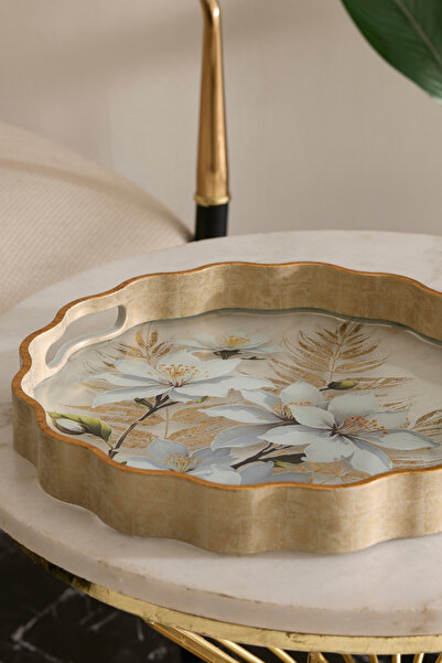 Karaca Home Calista Dekoratif Yuvarlak Tepsi 34x34 cm