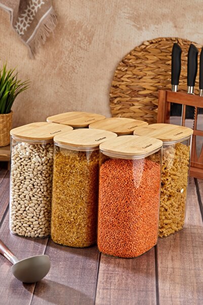 Cooker 6 عبوات من برطمانات زجاج البوروسيليكات سعة 2.5 لتر مع أغطية من الخيزرا...