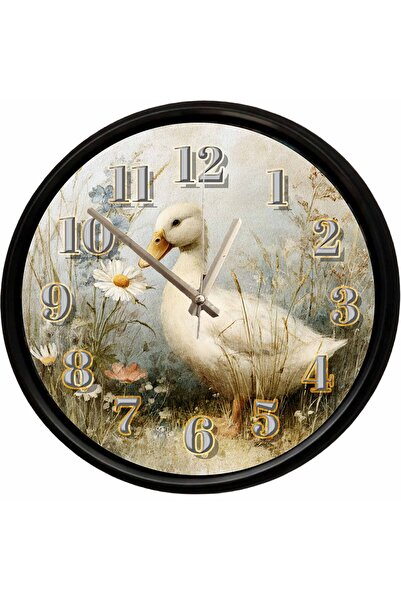 Caseras Cute Duck Theme Decorative Wall Clock among the Daisies 28 cm Silent ...