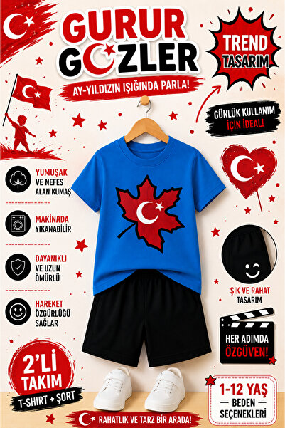 OVERMAX Dječji set sa turskom zastavom – majica i šorts, kombinacija od 2 del...