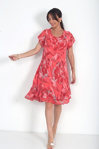 By Saygı Rochie scurtă căptușită, din bumbac italian, cu imprimeu floral, pen...