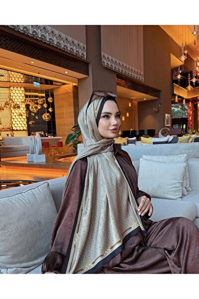 tomrisboutique شال حرير فاخر من الفوال مع تفاصيل سلسلة 70 × 180 سم