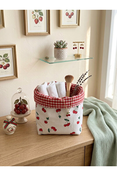 soft rabbit Kırmızı Pötikare ve Kiraz Desenli Çok Amaçlı Organizer - Makyaj, ...