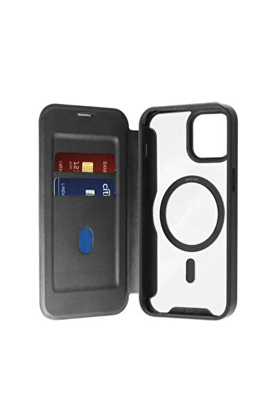 Puro Husă din piele tip carte Mag MagSafe cu clapetă și slot pentru carduri p...