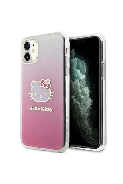 Hello Kitty Husă IML cu gradient și cap de pisicuță, pentru iPhone 11, Xr, Roz