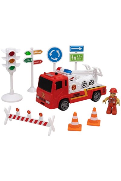 Avaleea Set Masina Pompieri Cu Accesorii Oras Si Frictiune, Jucarie Interacti...