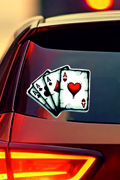 ESLEM Playing Cards Four Aces Car Glass Sticker 2 Pieces Poker Game Themed De...