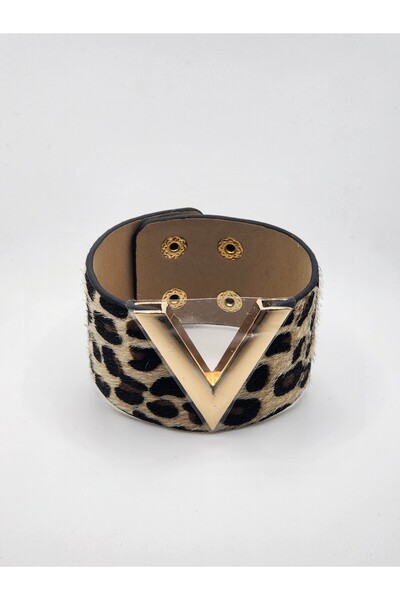 NEGO ACCESORİES Leopard Gold Metal Detail Vintage Bracelet