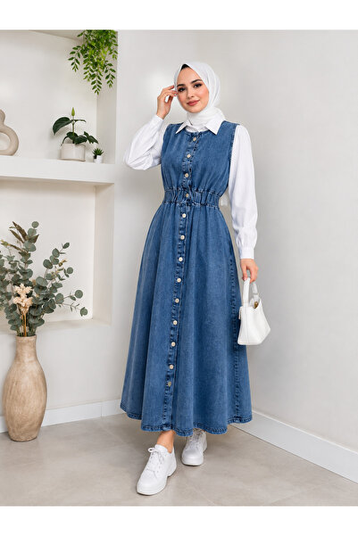 AVA LIFE STORE Beli Lastikli Kot Jile ve Beyaz Gömlek Takım
