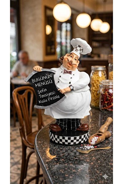 Dekoromi Dekoratif Aşçı Obje Figür Biblo Dekorasyon (40x25 cm)
