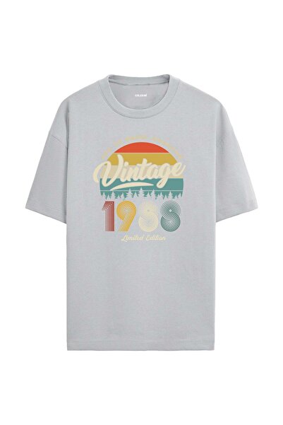 Colermi 1988 Nostalgia Oversized T-Shirt - Retro Sunset Pine Tree Design