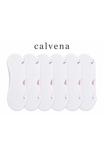 Calvena جوارب نسائية من التول الرقيق باللون الأبيض مكونة من 6 قطع