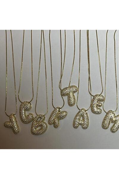 Haziran Accessories Balloon Model Capital Letter, Steel Women's Necklace, Let...