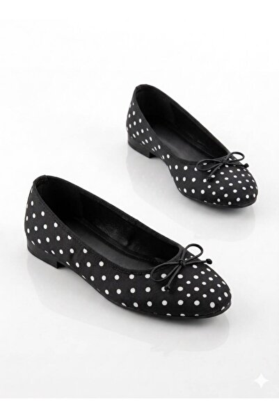 MAYA SHOES Kadın Puantiyeli Fiyonklu Detaylı Günlük Rahat Babet