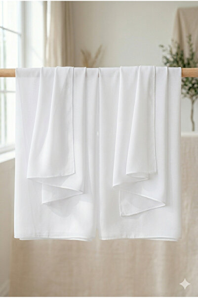 Atlas Kumass Double White Chiffon Shawl 70X180