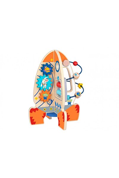 Tooky Toy Играчка за развиване на двигателни умения с 4 зони, дървена ракетна...